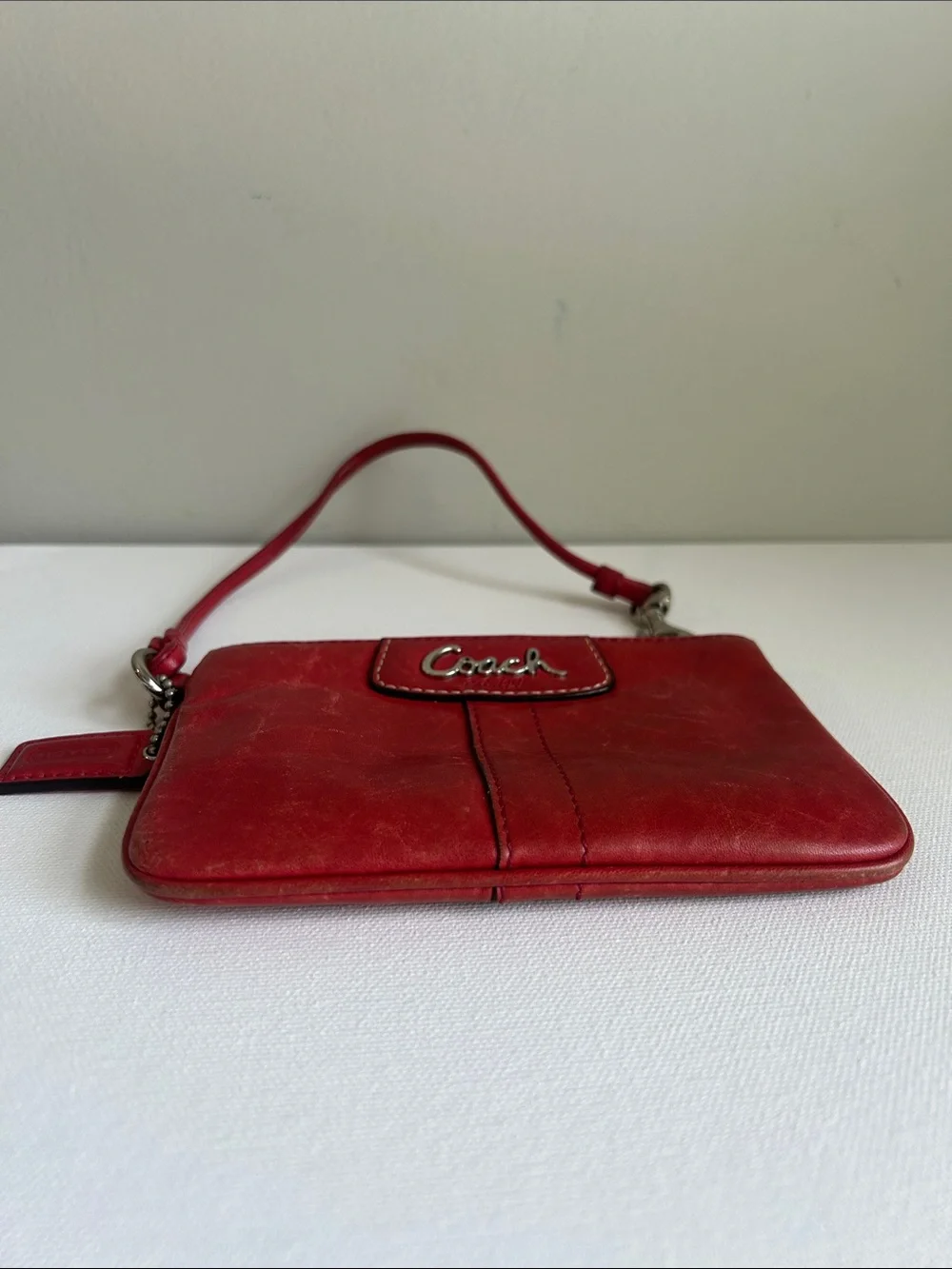 Coach Ashley Vintage Red Leather Wristlet